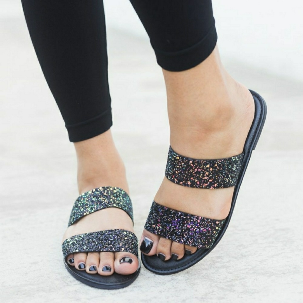 Last Size 7 🖤Glitter Encrusted Open Toe Sandal - Picture 5 of 8